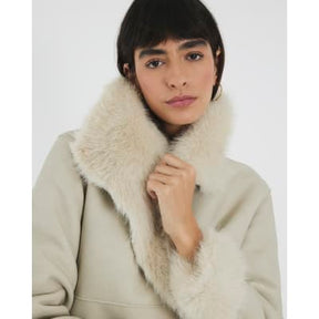 Cream Faux Shearling Lined Jacket