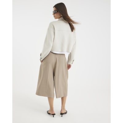 Cream Faux Suede Overshirt