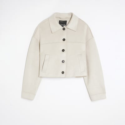 Cream Faux Suede Overshirt