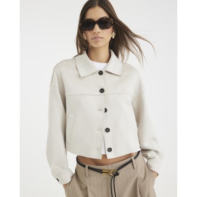 Cream Faux Suede Overshirt