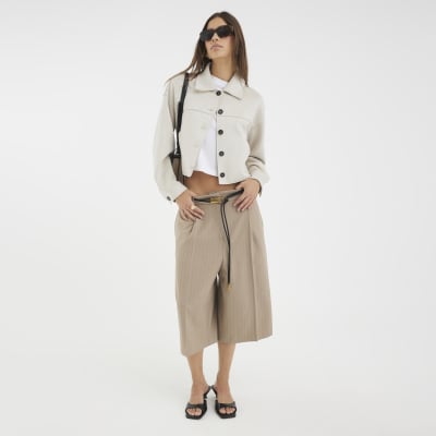 Cream Faux Suede Overshirt