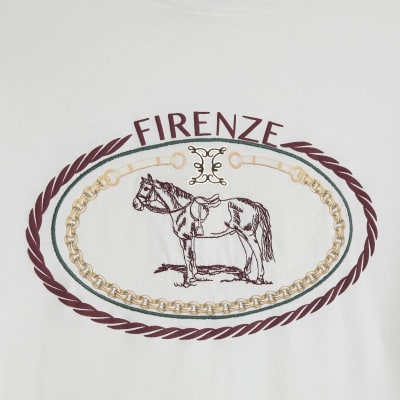 Cream Firenza Horse Monogram T-shirt