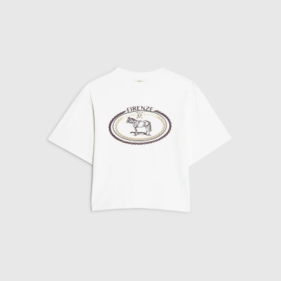 Cream Firenza Horse Monogram T-shirt