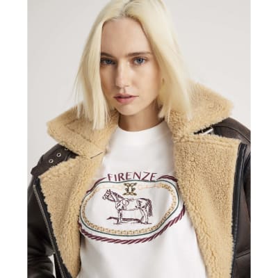 Cream Firenza Horse Monogram T-shirt