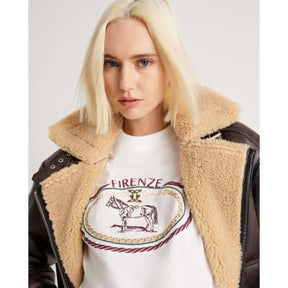 Cream Firenza Horse Monogram T-shirt