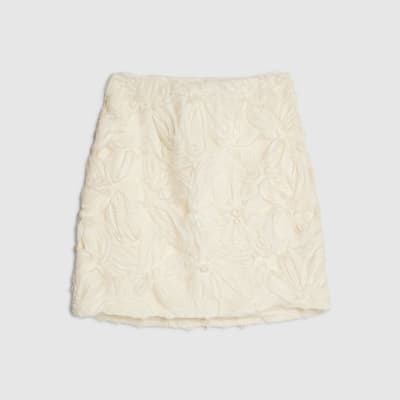 Cream Floral 3D Mini Skirt