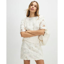Cream Floral 3D Mini Skirt