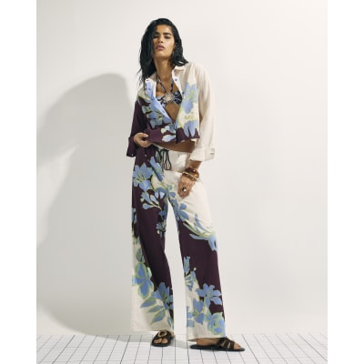 Cream Floral Beach Shirt
