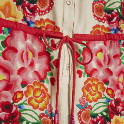 Cream Floral Collared Playsuit