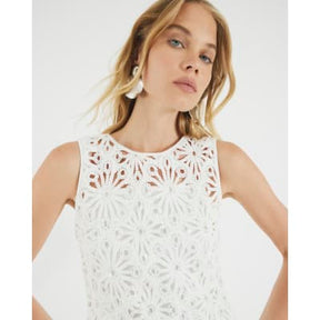 Cream Floral Crochet Embellished Mini Dress