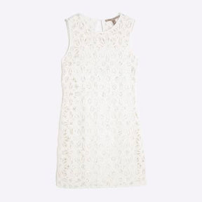 Cream Floral Crochet Embellished Mini Dress