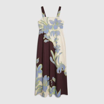 Cream Floral Midi Dress