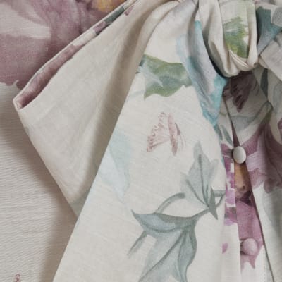 Cream Floral Pussybow Blouse