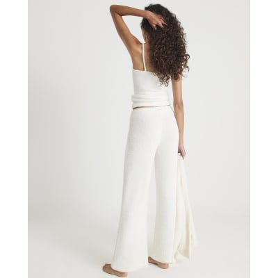 Cream Fluffy Cosy Wide Leg Trousers