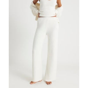 Cream Fluffy Cosy Wide Leg Trousers