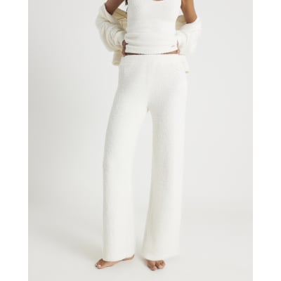 Cream Fluffy Cosy Wide Leg Trousers
