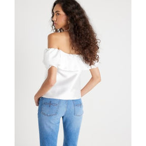 Cream Frill Detail Bardot Top