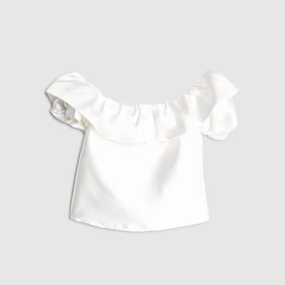 Cream Frill Detail Bardot Top