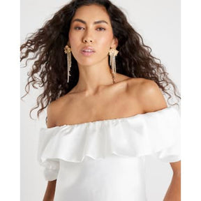 Cream Frill Detail Bardot Top