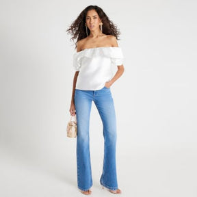 Cream Frill Detail Bardot Top