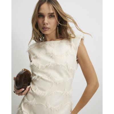 Cream Fringe Mini Dress