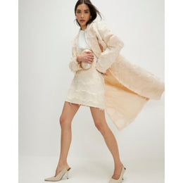 Cream Fringed Mini Skirt