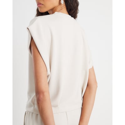 Cream Grown On Sleeve Pleat Top