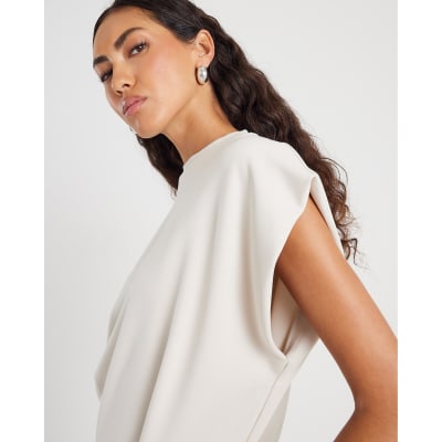 Cream Grown On Sleeve Pleat Top