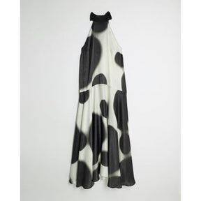 Cream Halter Neck Spot Satin Slip Dress