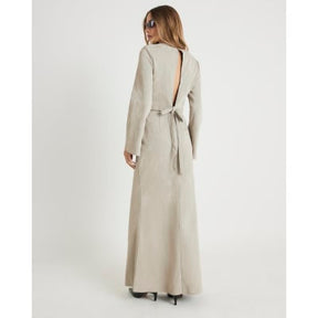 Cream Hammered Faux Leather Midi Skirt