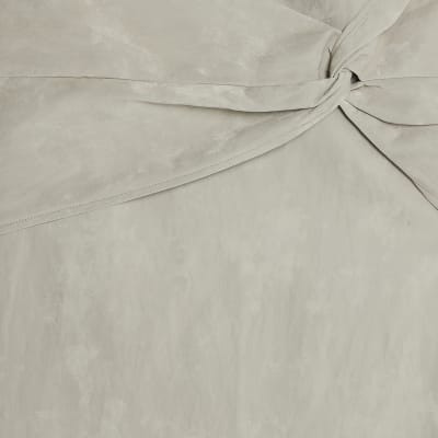 Cream Hammered Faux Leather Midi Skirt