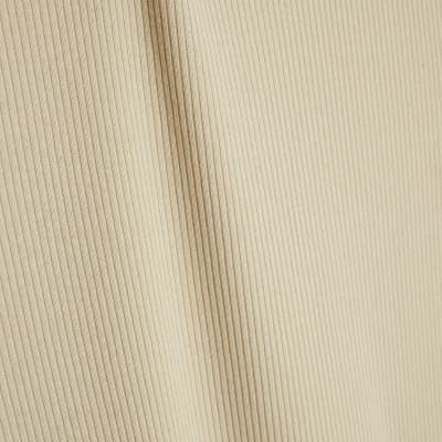 Cream High Neck Ribbed Midi Dress