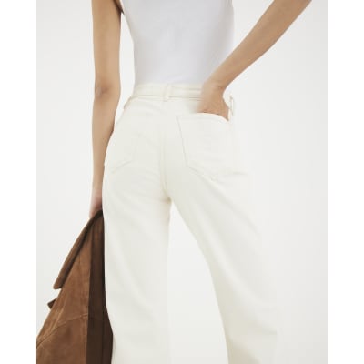 Cream High Rise Relaxed Flared Jeans