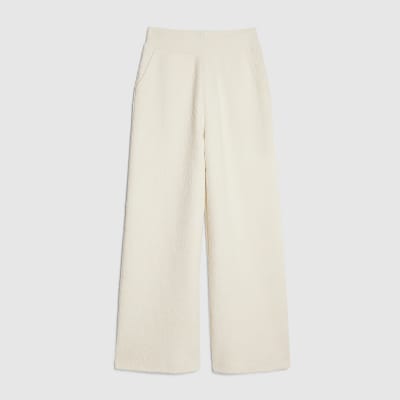 Cream Jacquard Texture Wide Leg Trousers
