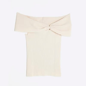 Cream Knit Bardot Top