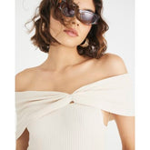 Cream Knit Bardot Top