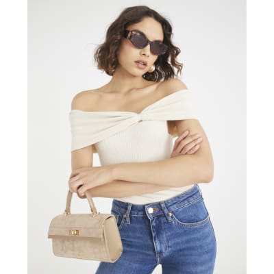 Cream Knit Bardot Top