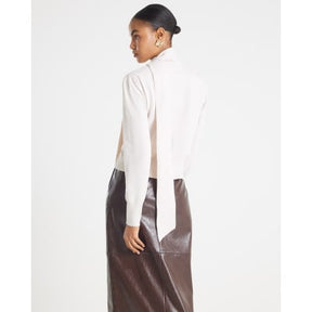 Cream Knit Neck Bow Tie Knit top