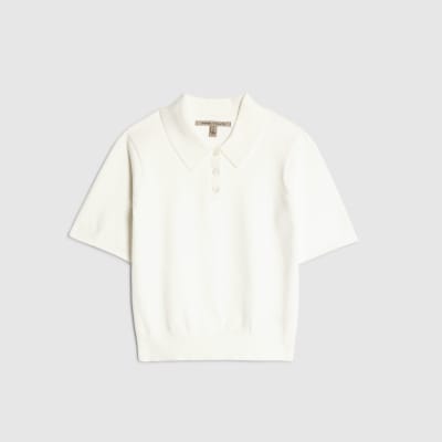 Cream Knit Polo Shirt