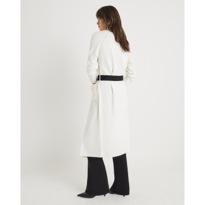 Cream Knitted Belted Maxi Cardigan