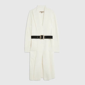 Cream Knitted Belted Maxi Cardigan