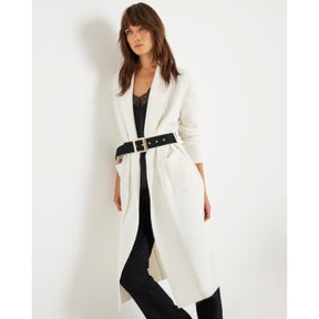 Cream Knitted Belted Maxi Cardigan