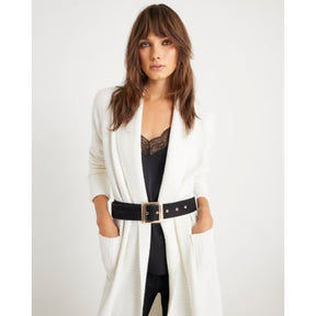 Cream Knitted Belted Maxi Cardigan