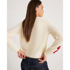 Cream Knitted Bow Cardigan