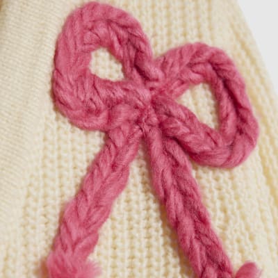 Cream Knitted Bow Cardigan