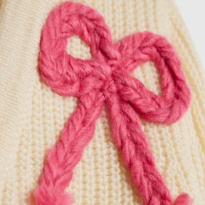 Cream Knitted Bow Cardigan