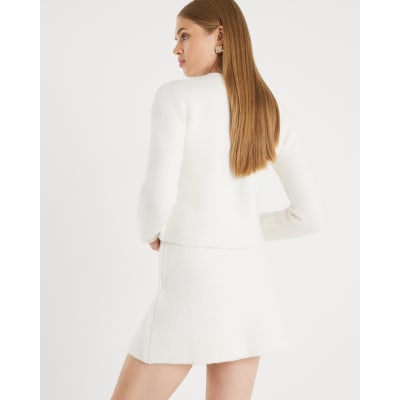 Cream Knitted Bow Front Cardigan