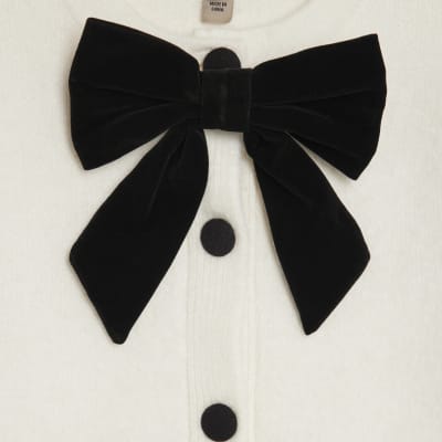 Cream Knitted Bow Front Cardigan