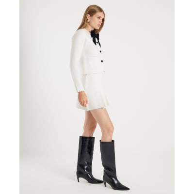 Cream Knitted Bow Front Cardigan