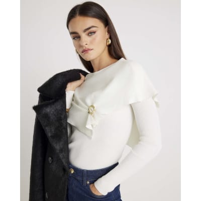 Cream Knitted Cape Jumper